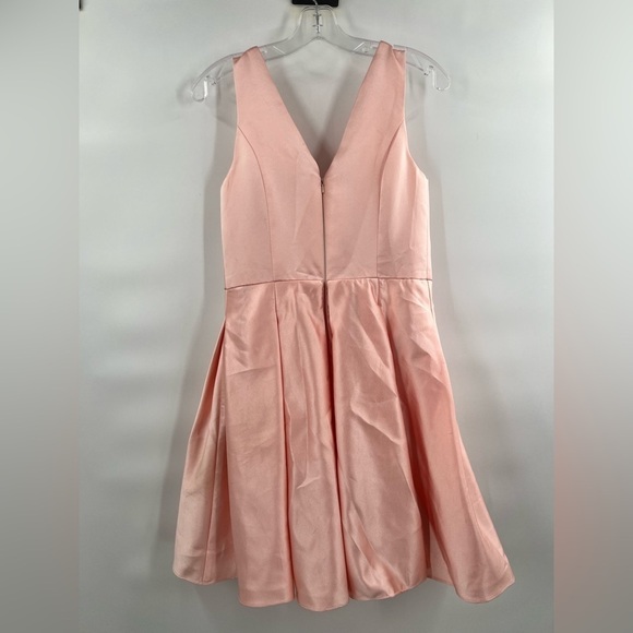 HEBEOS pink A-Line/Princess Sleeveless V-neck Short/Mini Satin Dresses - Picture 9 of 12